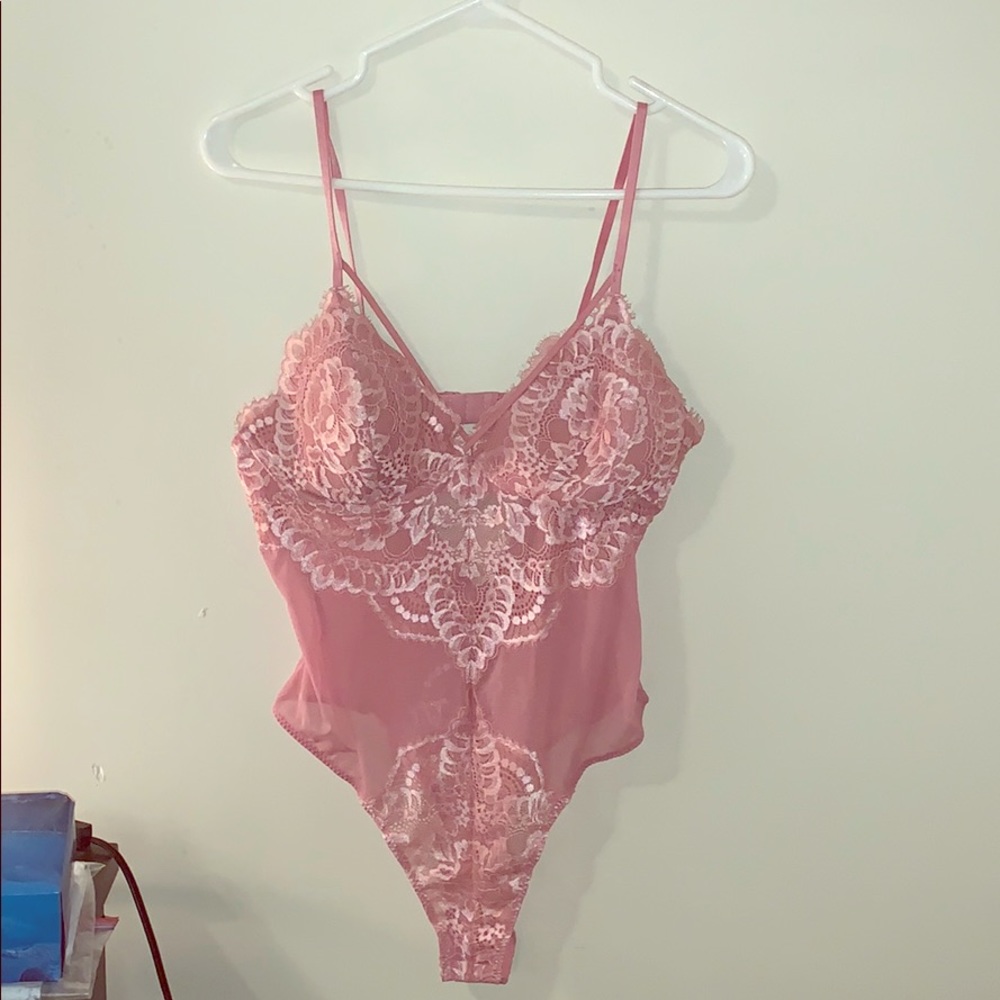 LaSenza Sexy Like-New Pink Lacy Bodysuit with Padded Cups. Perfectly versatile!